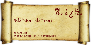Nádor Áron névjegykártya